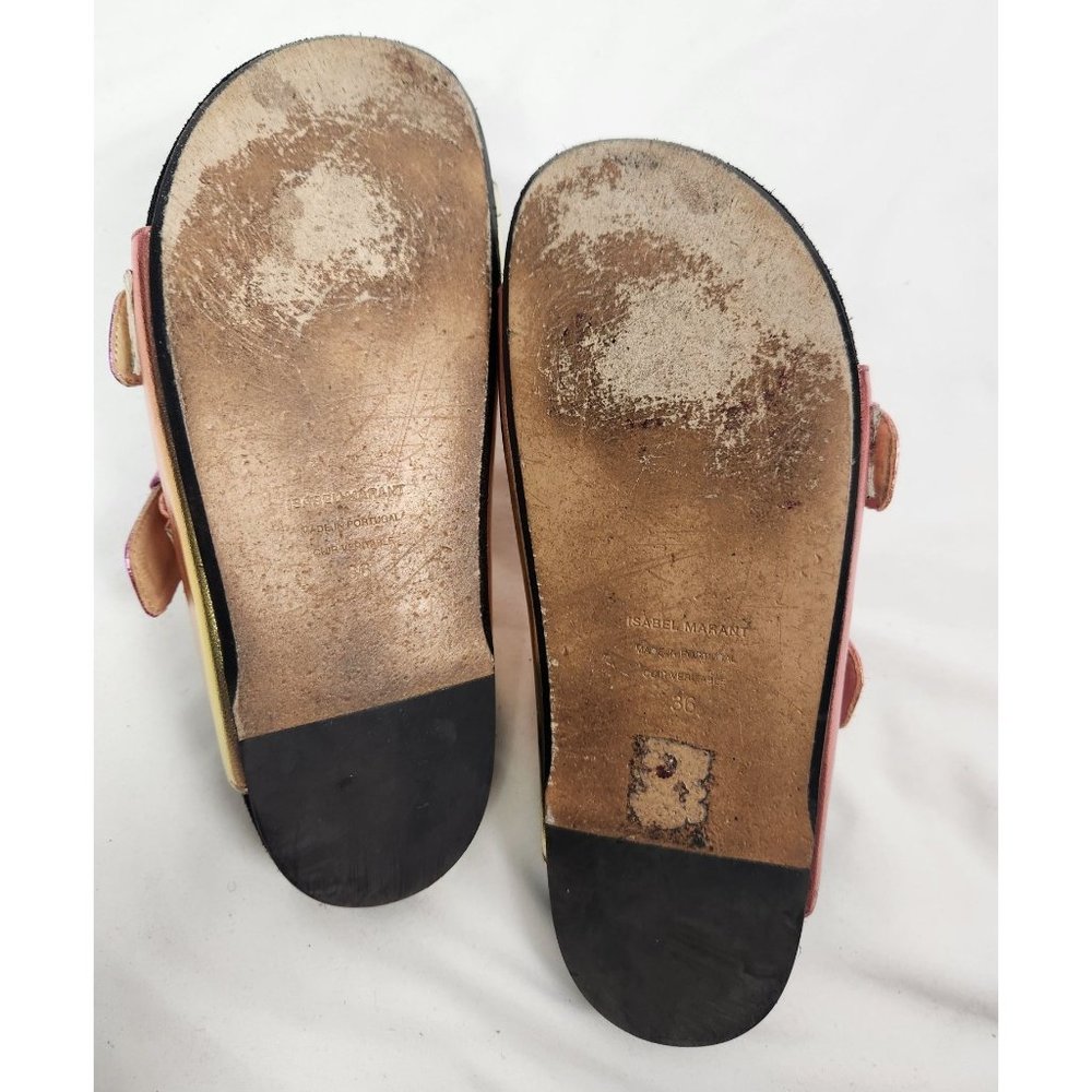 Isabel Marant Women's Sz. 36 LENNYO BUCKLE SANDALS In Metallic PInk - Picture 7 of 8